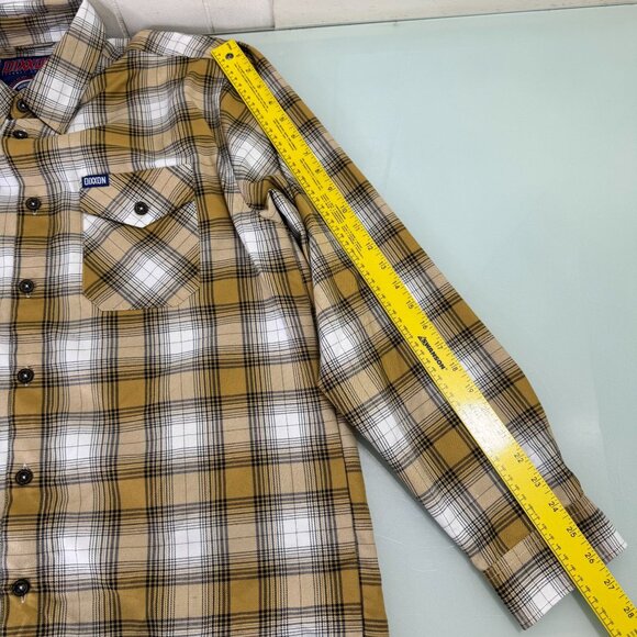 DIXXON Lager Flannel Shirt Men's Large L Long Sleeve Button Up Beige Plaid - Picture 7 of 7